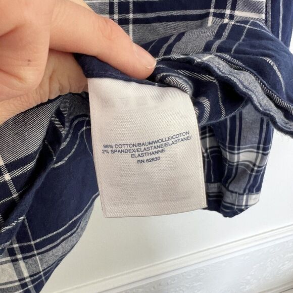 Lands End Mens Traditional Fit Shirt Stretch Blue White Plaid Pockets Size Small - Picture 4 of 9